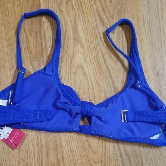 XHILARATION Ribbed Cutout Tie Bikini Swim Top Blue - Picture 7 of 8